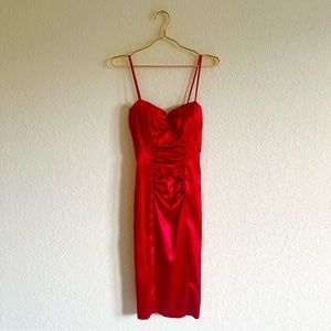 Betsy & Adam Vintage Red Satin Cocktail Dress ♥️
